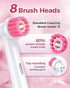 Rotating Electric Toothbrush for Adults with 8 Brush Heads, Deep Clean Rechargeable with 4 Modes, Pink