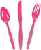 Bulk Plastic Cutlery Sets for 70, 210 Pieces, Spoons, Knives, Forks, Party and Wedding Supplies (Hot Pink) by Fun Express