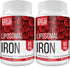 Liposomal Fe Iron Supplement for Women, 65 mg Iron with Folic Acid & Vitamin B12, 60 Softgels, 2 Bottles