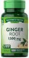 Nature's Truth Ginger Root Capsules | 1,500mg | 100 Count - Non-GMO and Gluten Free from Ginger Root Extract