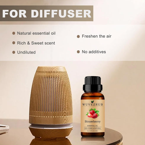 Strawberry Essential Oils - 10ML, Organic 100% Pure and Natural for Aromatherapy Diffuser