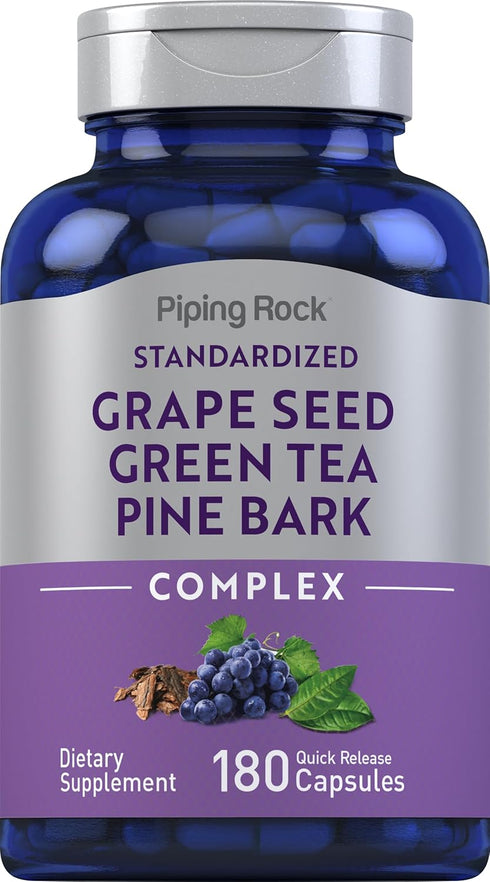 Piping Rock Grape Seed, Green Tea & Pine Bark Complex | 180 Capsules | Non-GMO, Gluten-Free Supplement