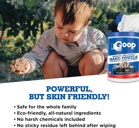 Goop Multi-Purpose Waterless Hand Cleaner Towels - 90 Towels, 10" x 12"