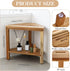 13in Kathfly Corner Shower Stool Shower Foot Stool for Shaving Legs Acacia Wood with Storage Shelf Bath Bench