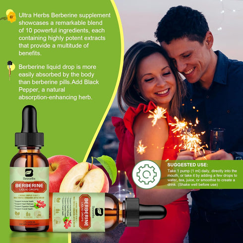 Berberine HCL Supplement 60 Veggie Capsules with Turmeric, Bitter Melon, Milk Thistle, Ceylon Cinnamon for Immune &