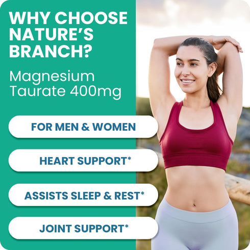 Magnesium Taurate 400mg, 200 Capsules, High Absorption for Sleep, Heart Health, Joint Supplement for Women and Men