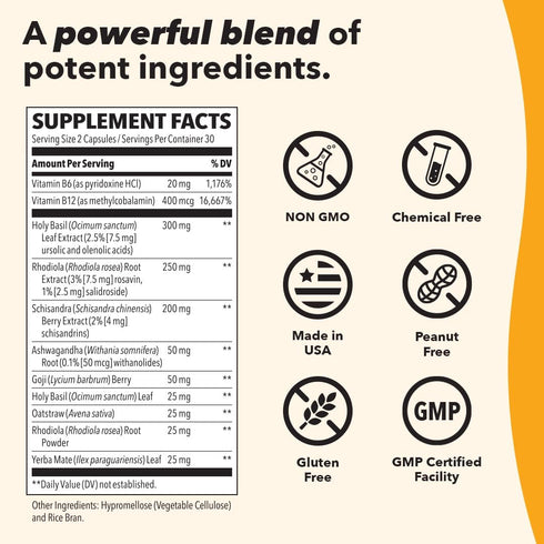 LifeSeasons Adrenal-T - Adrenal Fatigue Support Supplement, 60 Capsules with Ashwagandha