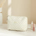 HBselect 3 PCS Quilted Makeup Bag, Large Travel Cotton Cosmetic Bag, Cute Floral Toiletry Bag for Women Girls