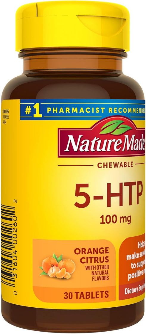 Nature Made Chewable 5HTP 100mg, 30 Tablets, Mood Support Supplement, 30 Day Supply