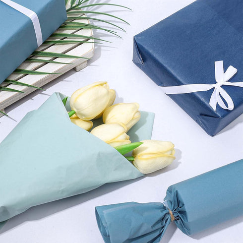 Whaline 90 Sheets Dusty Blue Tissue Paper, Assorted Gradient Blue Mix Gift Wrapping Paper for Wedding, Birthday, Baby