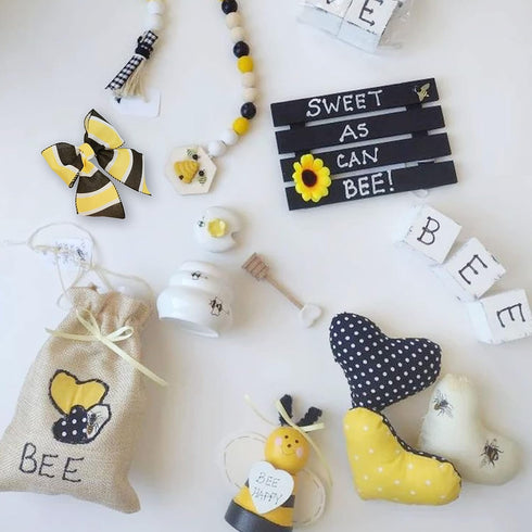 Wired Ribbon with Black, White and Yellow Stripes, Bee Design, 2.5” x 10yds, Spring and Summer Burlap