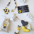 Wired Ribbon with Black, White and Yellow Stripes, Bee Design, 2.5” x 10yds, Spring and Summer Burlap