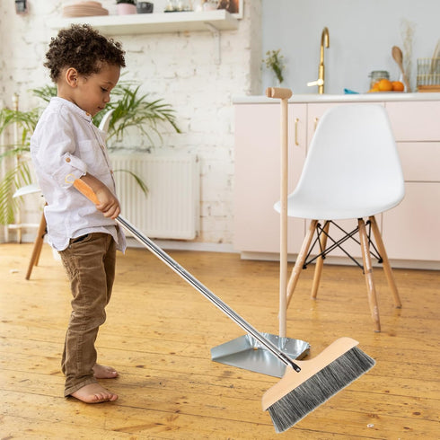 DOITOOL Outdoor Broom for Floor Cleaning, 2PCS 35 Inch House Brooms for Sweeping Indoor Soft Bristle Broom (Black)