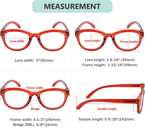Eyekepper Cat Eye Reading Glasses for Women, Oversize Ladies Readers - Red +2.50