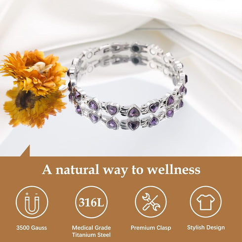 Feraco Magnetic Bracelets for Women, Titanium Steel Bracelet with Neodymium Magnets & Sparkling Crystals