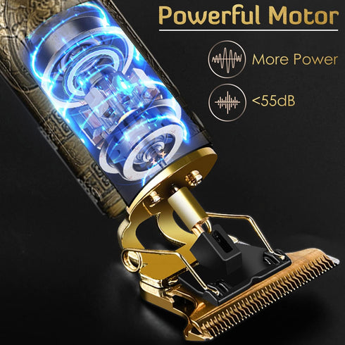 Professional Cordless Hair Trimmer, T-Blade Clippers for Men, Rechargeable Beard Trimmer with Guide Combs