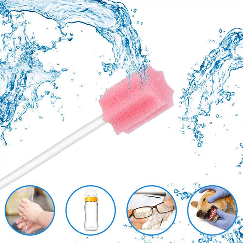 Disposable Oral Swabs - Sterile Dental Sponge Swabsticks for Mouth & Gum Cleaning