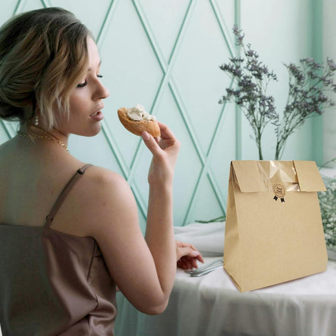 ZHJISHGUO 60 Packaging Pcs Bread Bags with Window - Large Kraft Paper Bakery Bags for Homemade Bread, Sourdough