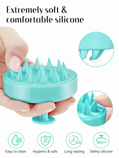 HEETA Scalp Massager for Hair Growth, Soft Silicone Shampoo Brush for Dandruff Removal, Green