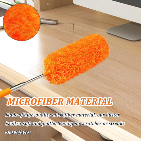 4 Pcs Washable Microfiber Feather Duster - Extendable Pole and Bendable Head for Cleaning