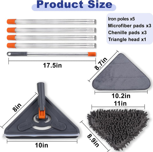 Wall Cleaner Mop with 79 Inches Long Handle, 360° Washer Cleaner Tool for Walls, Ceiling Fans, Dust, Floors, 6