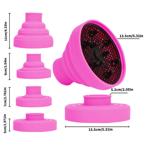 Universal Collapsible Hair Dryer Diffuser Attachment, Lightweight Foldable Tool for Most Blow Dryers - Pink