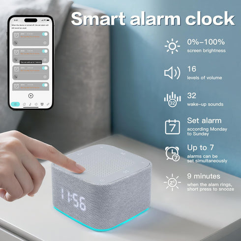 PLJVOYK White Noise Machine, Sound Machine, Alarm Clock,Travel Sound Machine,Sleep Night Lights Bluetooth App Control