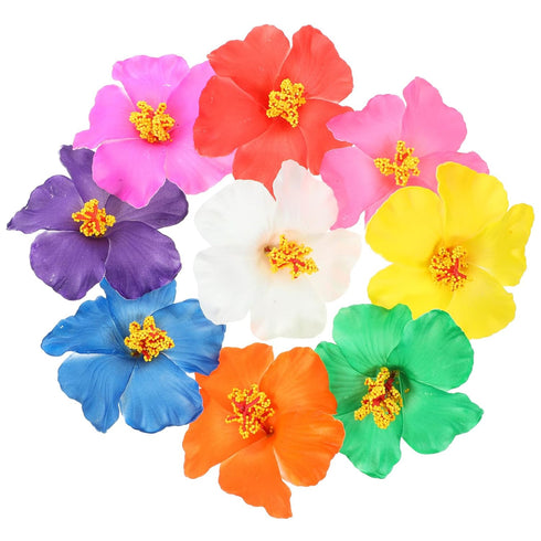 Lurrose 9 Pcs Hawaii Flower Hair Clip, Hibiscus Hair Clips for Beach Party Wedding (Random Color)