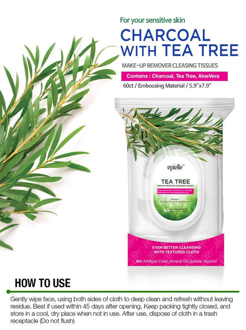 Vitamin C & Tea Tree Facial Wipes | 60 ct, 2-Pack | Refreshing & Soothing for Spa Days, Korean Skincare Gift Set