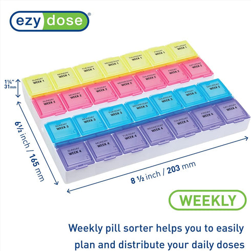 EZY DOSE Monthly Medtime Pill Planner, 28-Day Organizer
