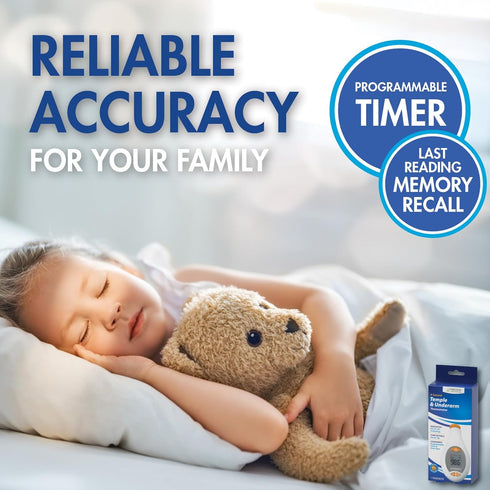 Temple & Underarm Thermometer | Infrared Measurements | Fast 4-Second Readout | Fever Alert | Backlit Display |