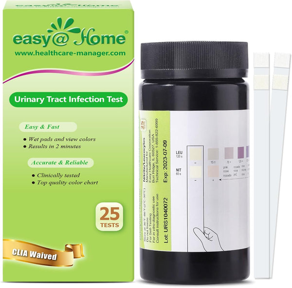 Easy@Home 25 Tests/Bottle Urinary Tract Infection UTI Test Strips, Monitor Bladder Issues, OTC Urinalysis (UTI-25P)