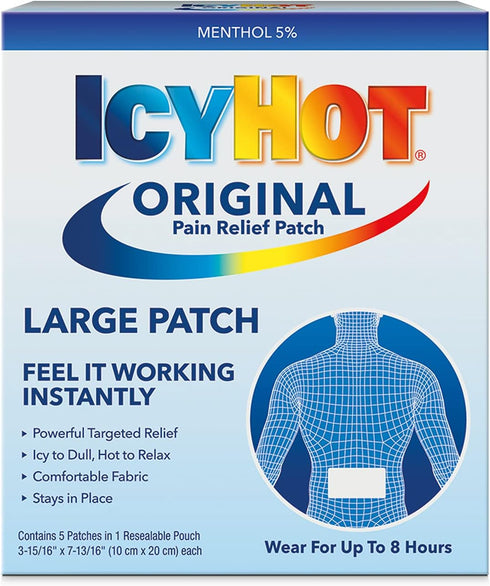 Icy Hot Medicated Patch - Extra Strength Pain Relief for Back or Large Area, 5 Count (Pack of 3)