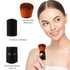 Vtrem Retractable Makeup Brush Set, 3 Colors Kabuki Foundation Brush, Portable Mini Makeup Brushes with Cover