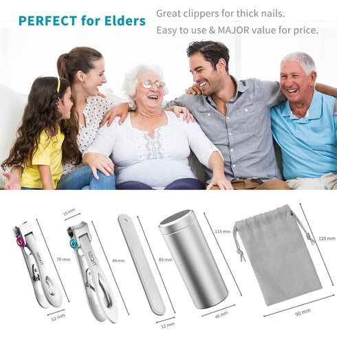SZQHT Extra Wide Jaw Opening Nail Clippers - Thick Nails Cutter for Ingrown Toenail & Fingernails Manicure Set