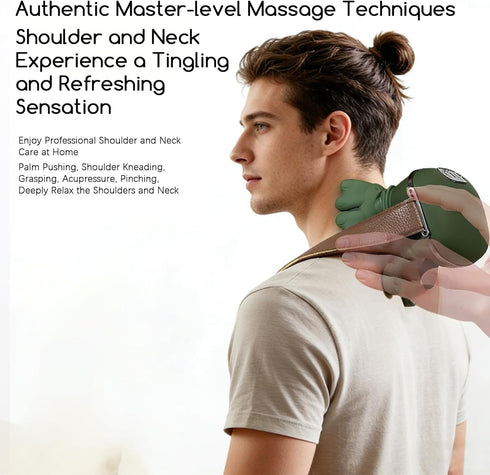IOUGDSEC 4D Neck and Shoulder Massager, Professional Shiatsu Neck Massager, Portable Deep Tissue Kneading with Heat