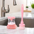 WLSuDHoncc 2Pcs Pink Dish Brush with Soap Dispenser,Soap Dispensing Brush, Kitchen Brush,Dish Pot Pan Sink Cleaning