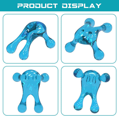 Palm Massage Tool - Handheld Four Point Massage Tool for Deep Tissue Pain Relief, Easier Grip (Blue)
