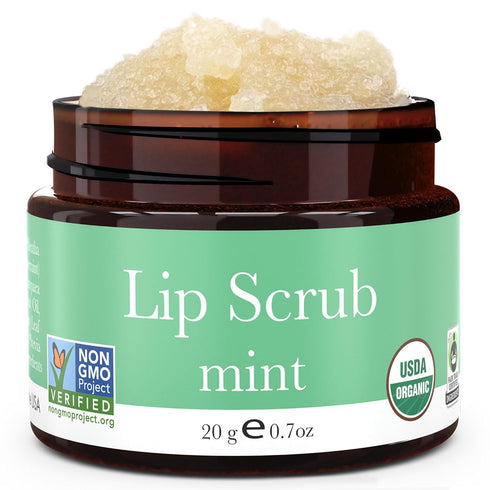 USDA Organic Lip Scrub Mint - Natural Ingredients for Moisturizing & Exfoliating Dry Lips - Small Beauty Gift