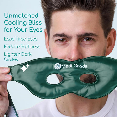 Medi Grade Cooling Eye Mask for Puffy Eyes, Reusable Gel Eye Mask with Thermo-bag for Dark Circles Relief