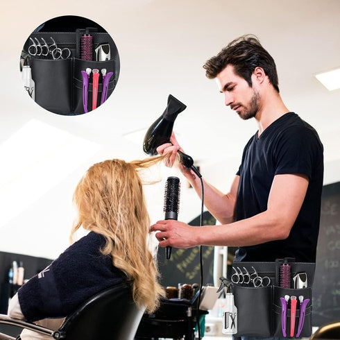 Noverlife Hairdresser Scissor Bag, Barber PU Leather Waist Pouch for Professional Hairdressing Tools