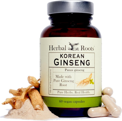 Herbal Roots Panax Ginseng | Organic Korean Ginseng Root Powder | 1000mg | High Ginsenosides for Energy & Performance |