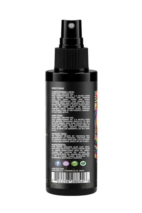 Lion Locs Rosewater Spray for Dreads and Locs - Organic Vegan Conditioner with Aloe, Oils, Vitamins, and Glycerin