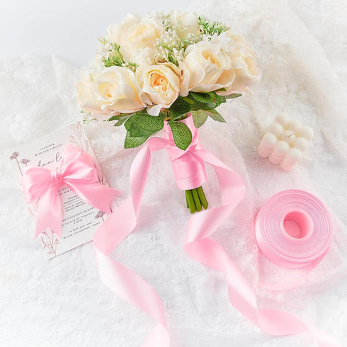 Satin Ribbon, 1-1/2 Inches x 50 Yards, Solid Fabric for Flower Bouquet Gift Wrapping Crafts Wedding