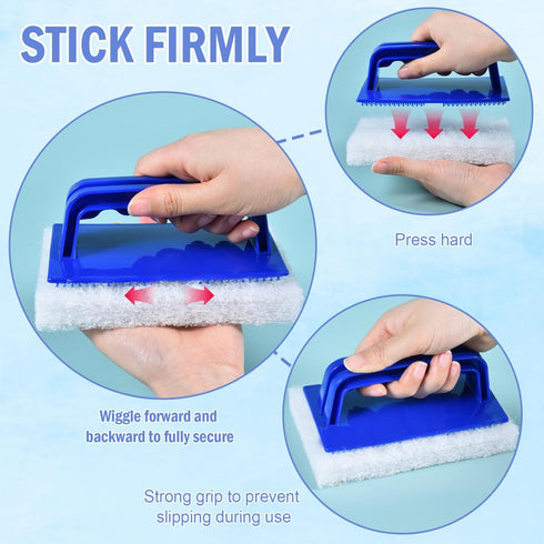 YoleShy Shower Scrubber Non-Scratch Bathtub Scrubber Heavy Duty Scrub Pad with Handle for Bathroom Tile Bathtubs Shower