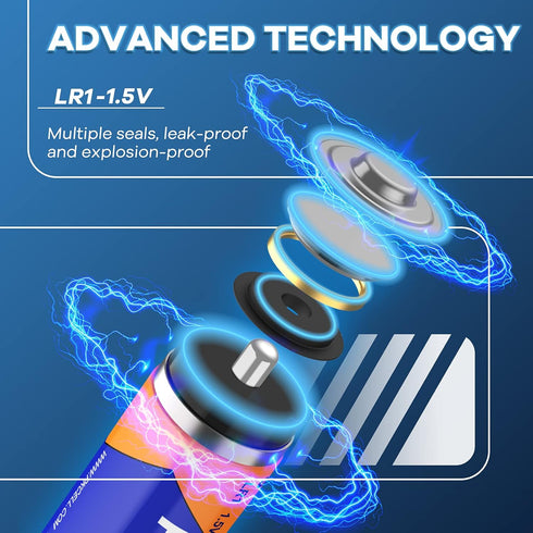 PKCELL 40 Counts 1.5V LR1/MN9100/E90/N Size Alkaline Batteries, Leak-Proof, High Performance, Suitable for Electronic
