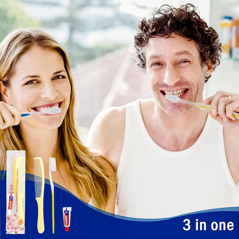 50 Pack Disposable Toothbrushes with Toothpaste and Comb for Homeless Individually Wrapped-Suitable for Hotel,Air Bnb,Shelter/Homeless/Nursing Home/Charity((50 pcs))