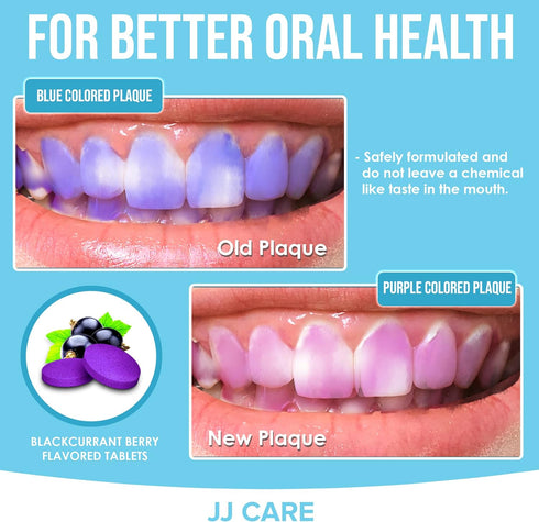 JJ Care Disclosing Tablets for Kids - 120 Count Berry Flavored Dental Plaque Tablets, Individually Wrapped
