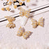 Tinsow 4 Pcs Nail Diamond Metal Butterfly Jewelry, Crystal Strass Moving Wings Wedding Charms Accessories (Gold)