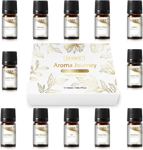 12PCS Fragrance Oils Gift Set, Premium Aroma Journey Aromatherapy Oils for Women, Diffuser, Soap Candle Making - 5ml/0.17fl. oz